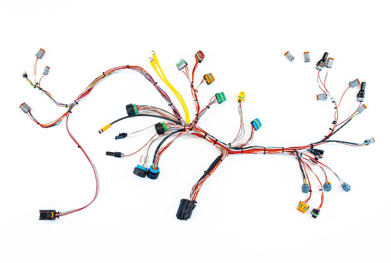 Looking down at a cable assembly.