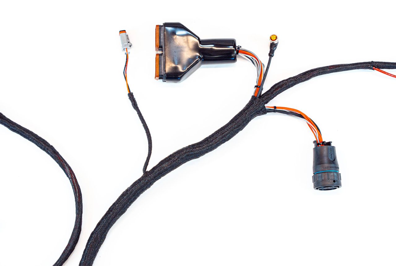 Closeup of wires and cable assembly pieces.